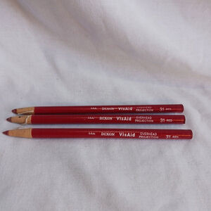 Vintage Dixon VisAid Red Overhead Projection Markers Set of 3
